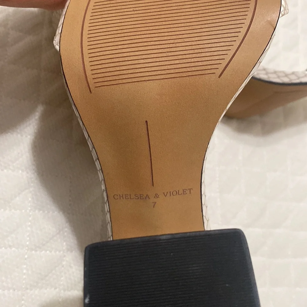 Chelsea & Violet 4inch Rattleskin cream heels - Picture 4 of 4